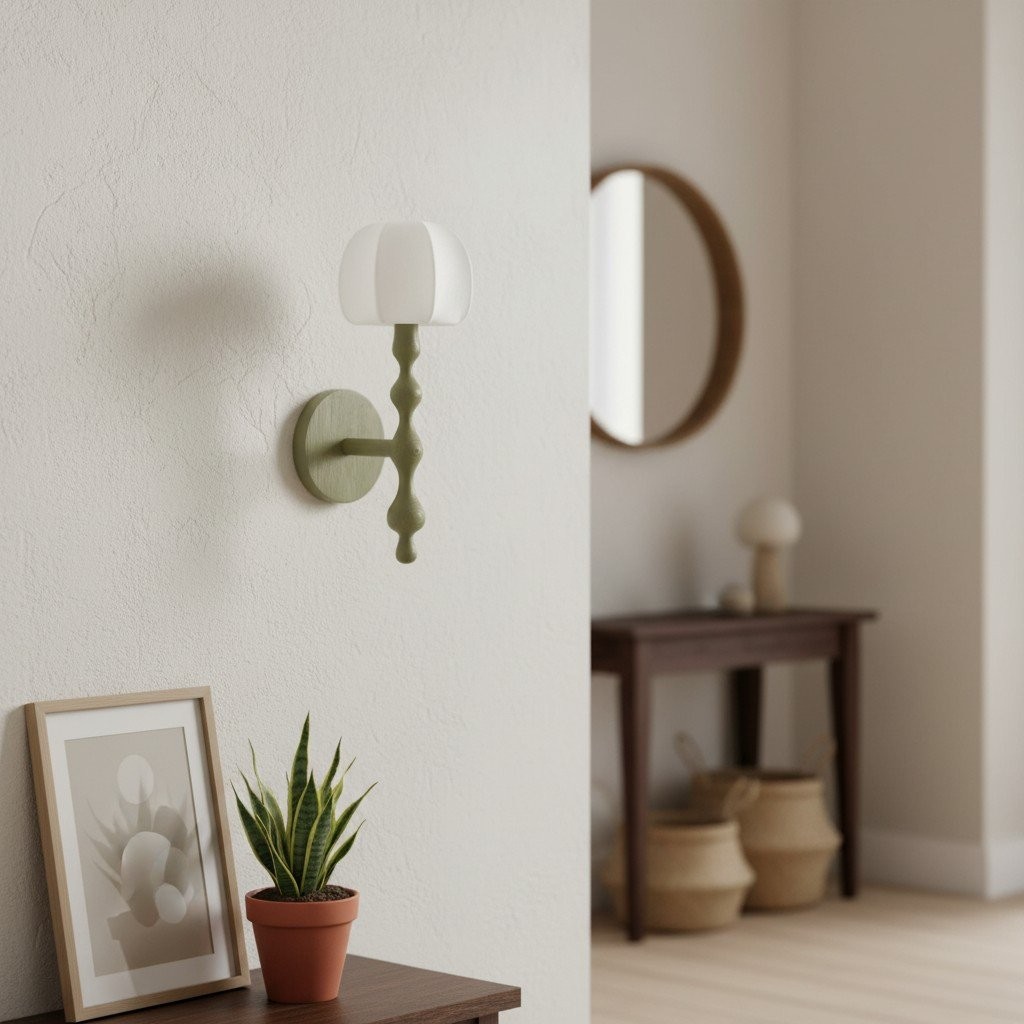 Savara Modern Curved Base Wall Light - Soft Diffused Fabric Shade for Hallways and Living Rooms K1670
