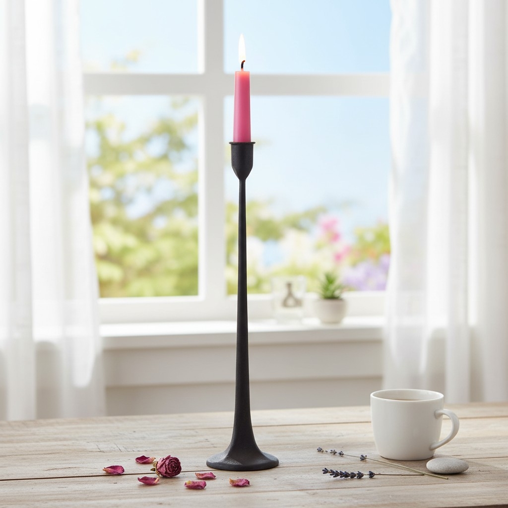 Tegna Elegant Tall Cast Iron Candle Holder - Modern Decorative Accent for Interior Styling K2364