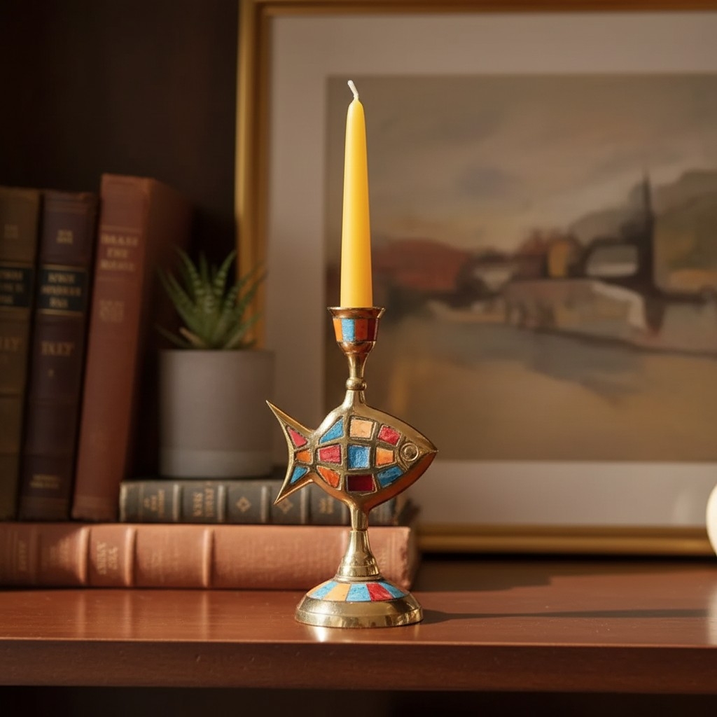 Ossik Veld Vintage Nordic Shell and Cow Bones Candle Holder for Dining Table K2363