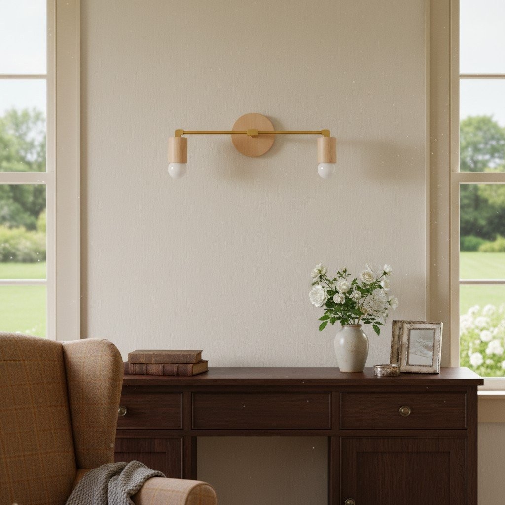 Mobilux Line Wood and Vanity Light - Bohemian Bathroom Lighting Fixture K1490