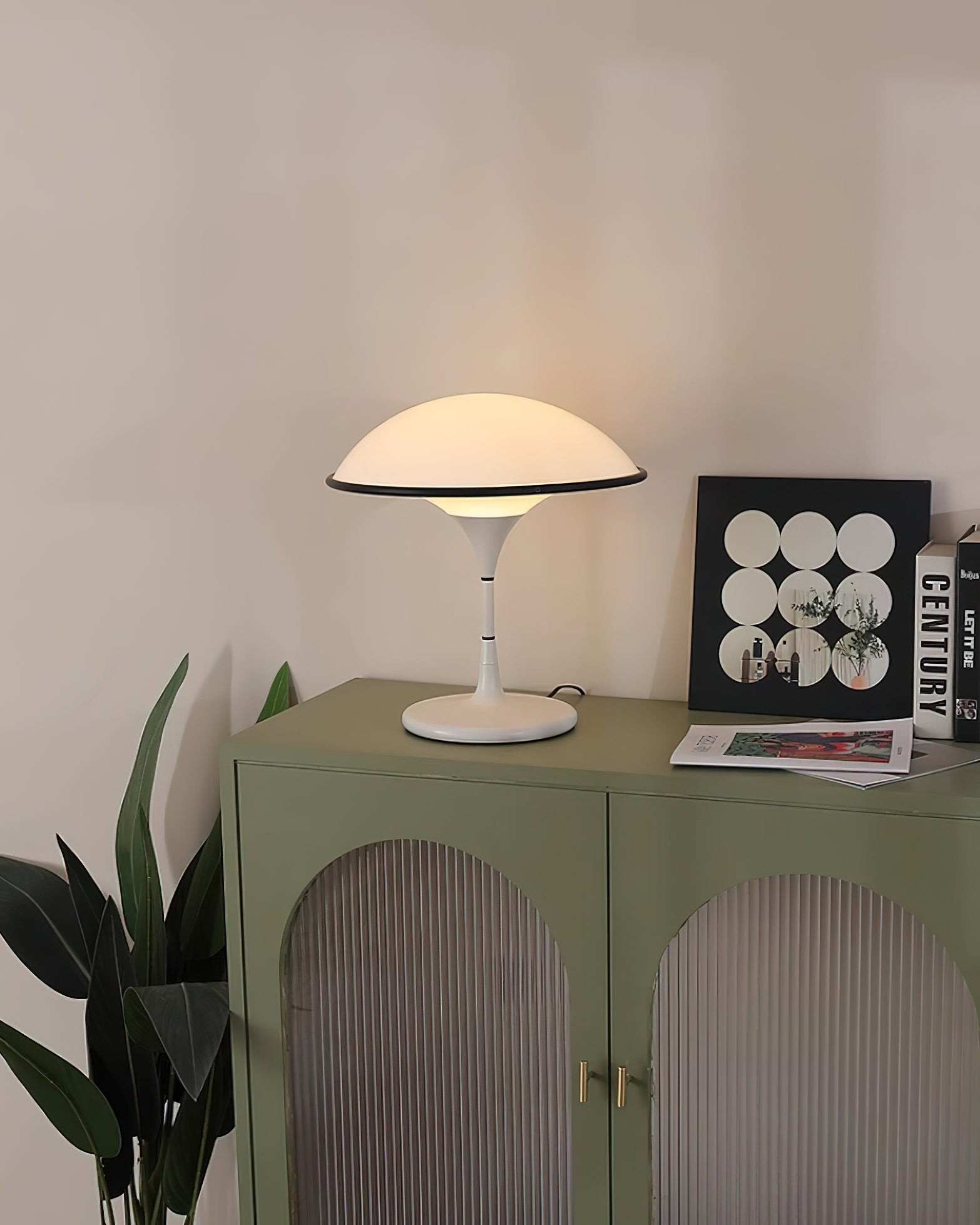 Danish Retro White Flying Saucer Table Lamp K394