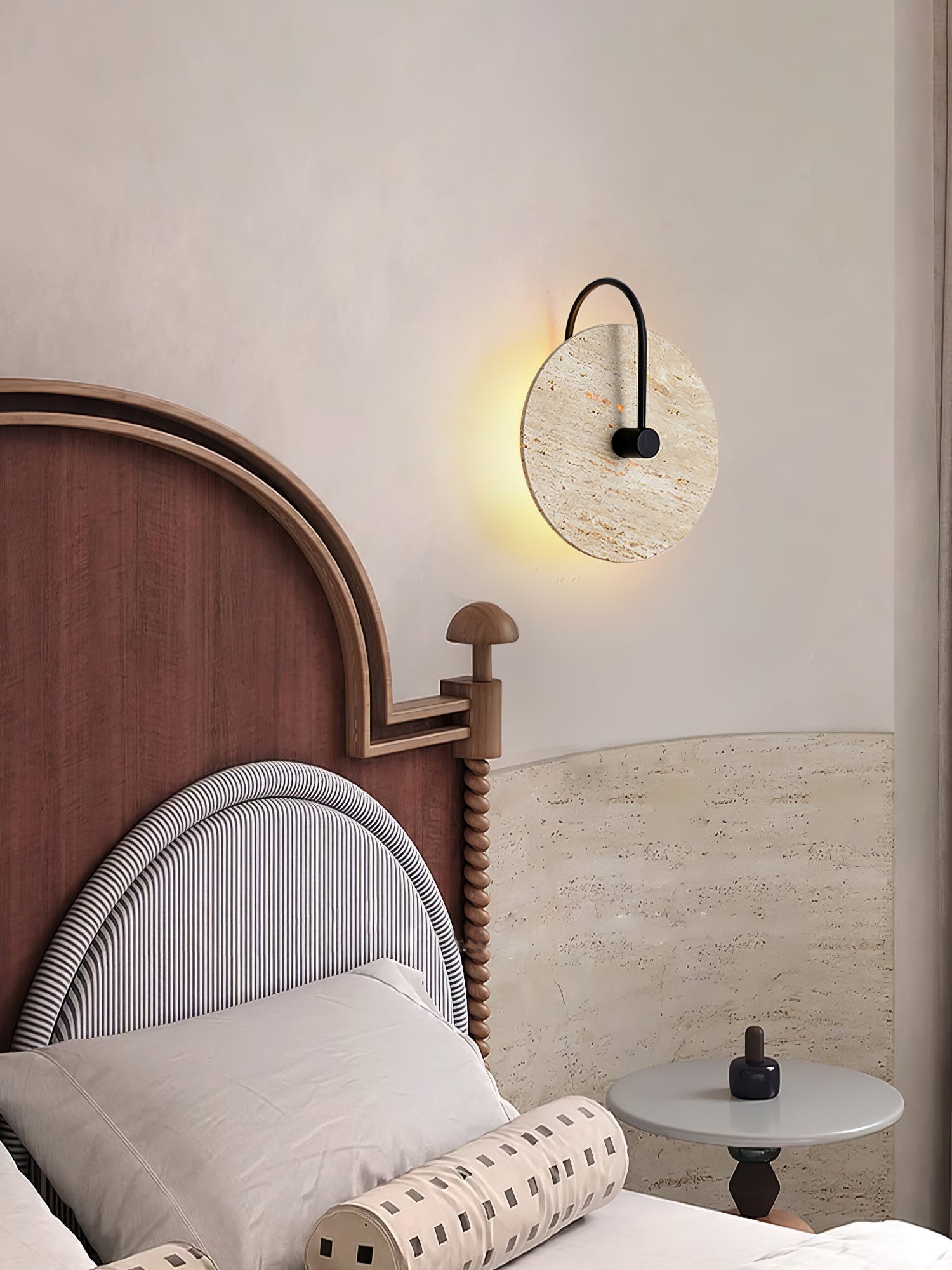 Simple Clock-Shaped Travertine Wall Lamp K652