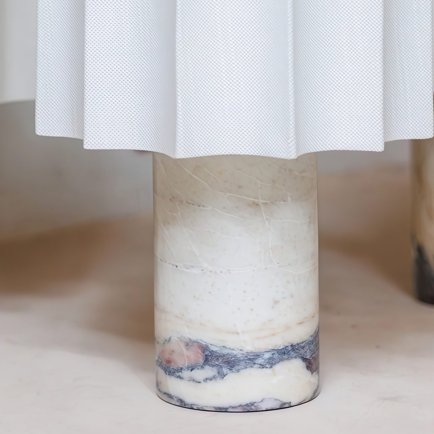 Cavilon Soft Ambient Table Lamp - Stylish Fan Shaped Shade with Marble Base K2053