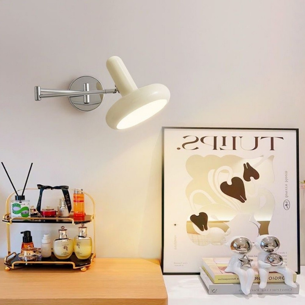 Modern Cream Chrome Swing Arm Wall Light K179