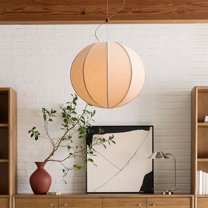 Alvian Pendant Light - Linen Shade with Adjustable Height for Cozy Dining K1384
