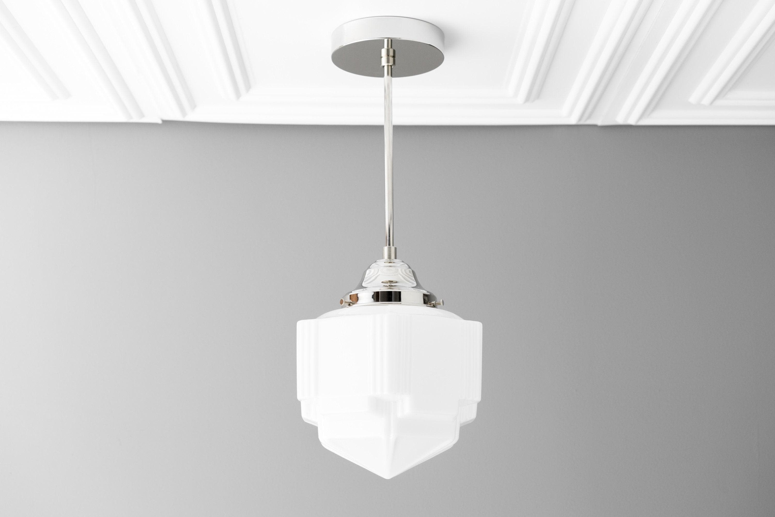 Geotower Glass Modern Pendant Light - Skyscraper Design - Brass or Black or Nickel Finish K1544