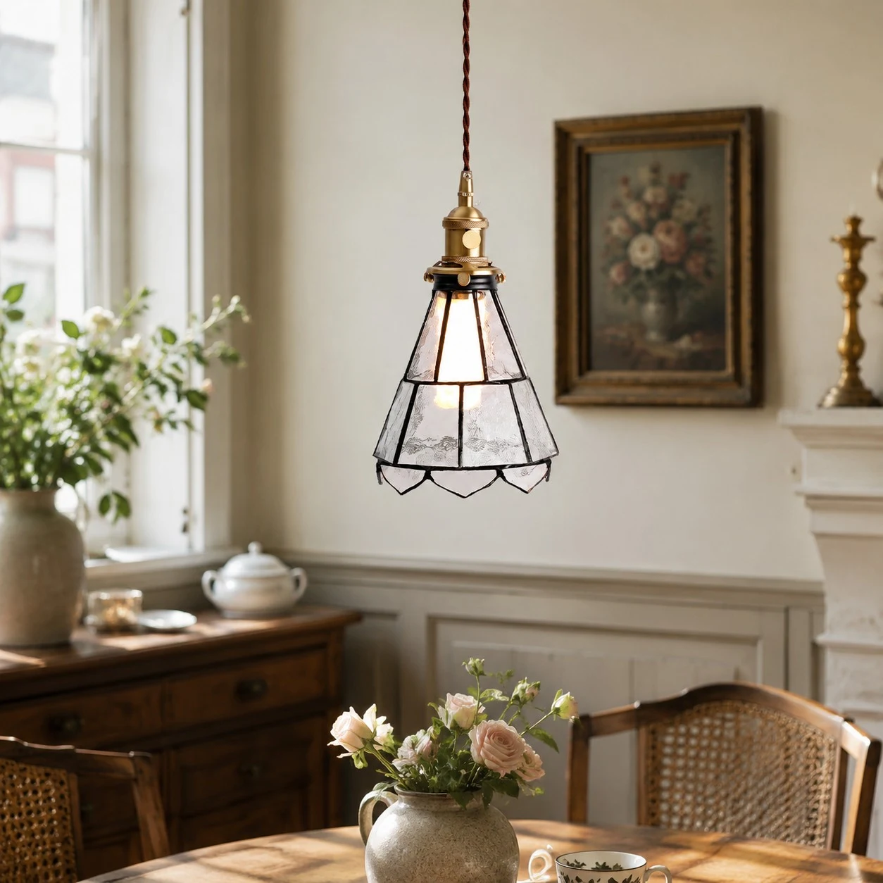 French country ripple glass light fixture