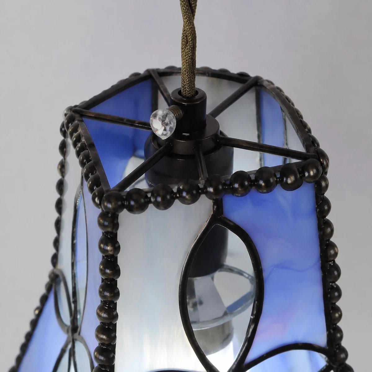 Top hardware, suspension rope, crystals, and shade frame
