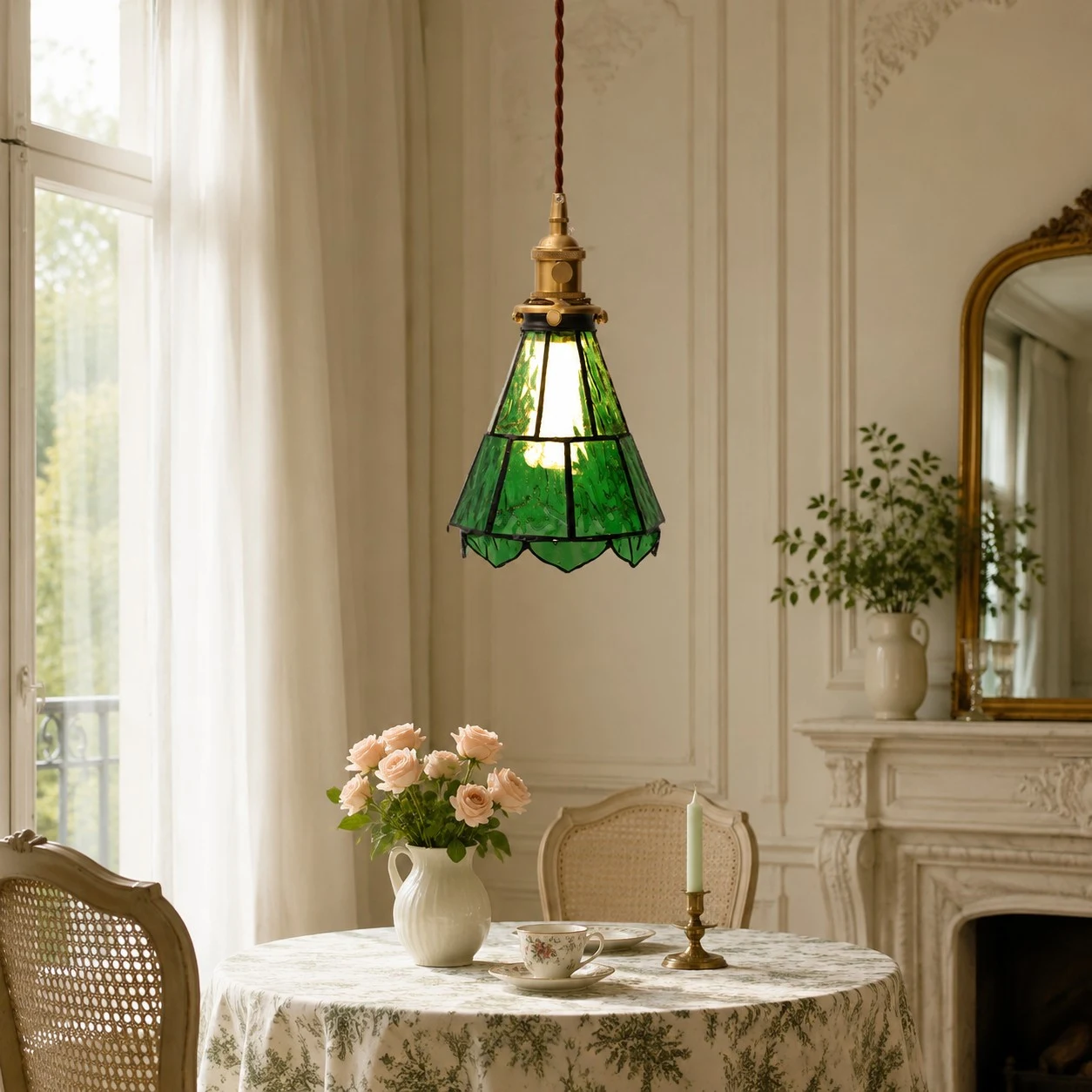 French country ripple glass light fixture