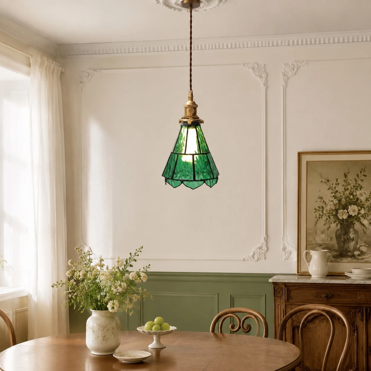 French country ripple glass light fixture