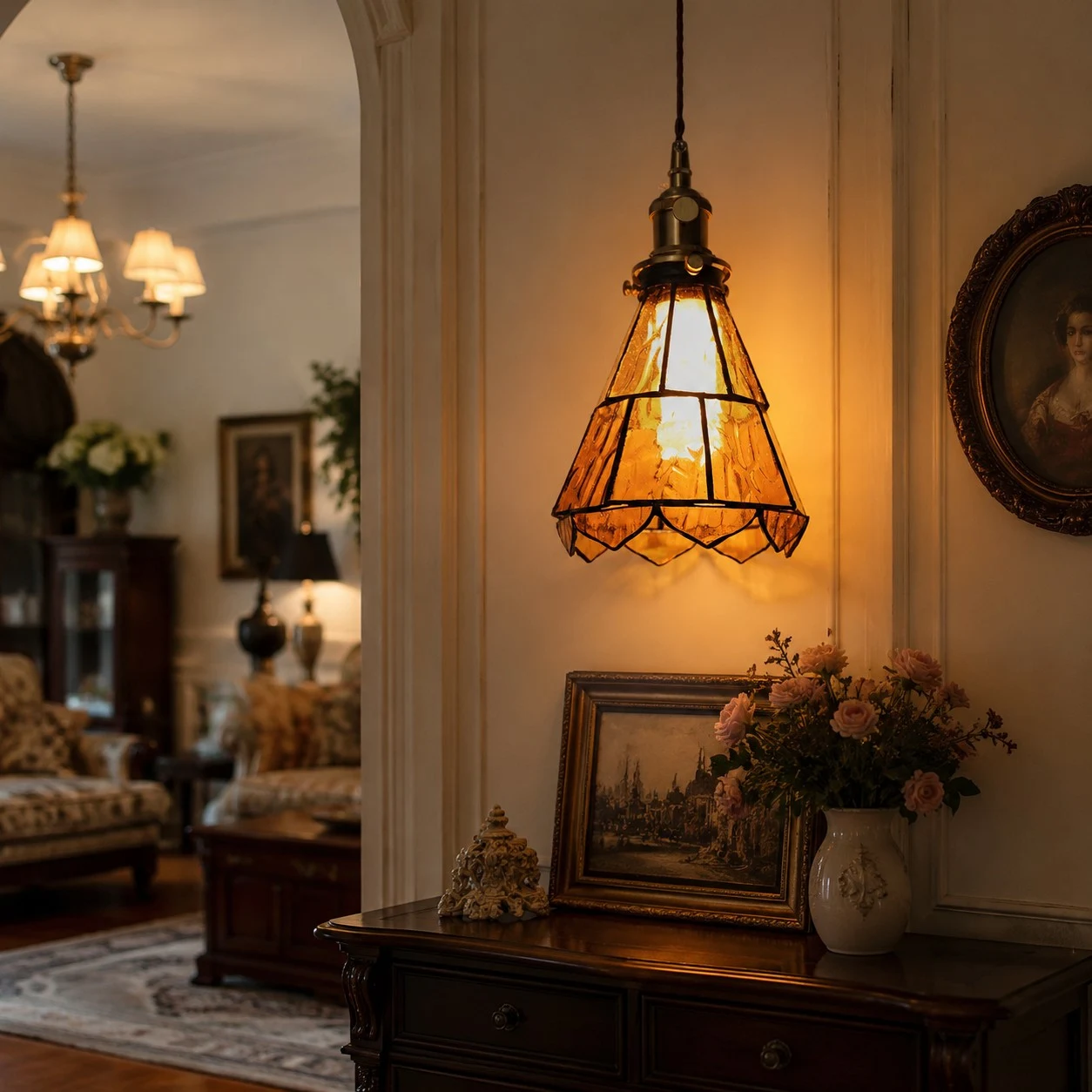 French country ripple glass light fixture