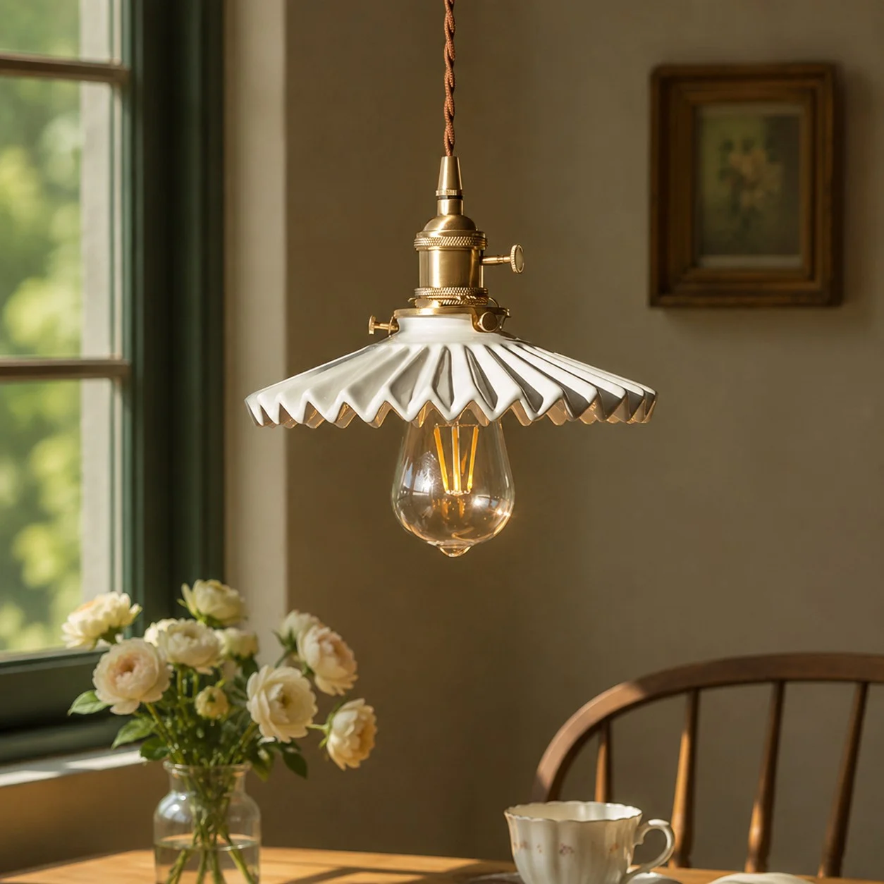 pleated ceramic pendant light 18
