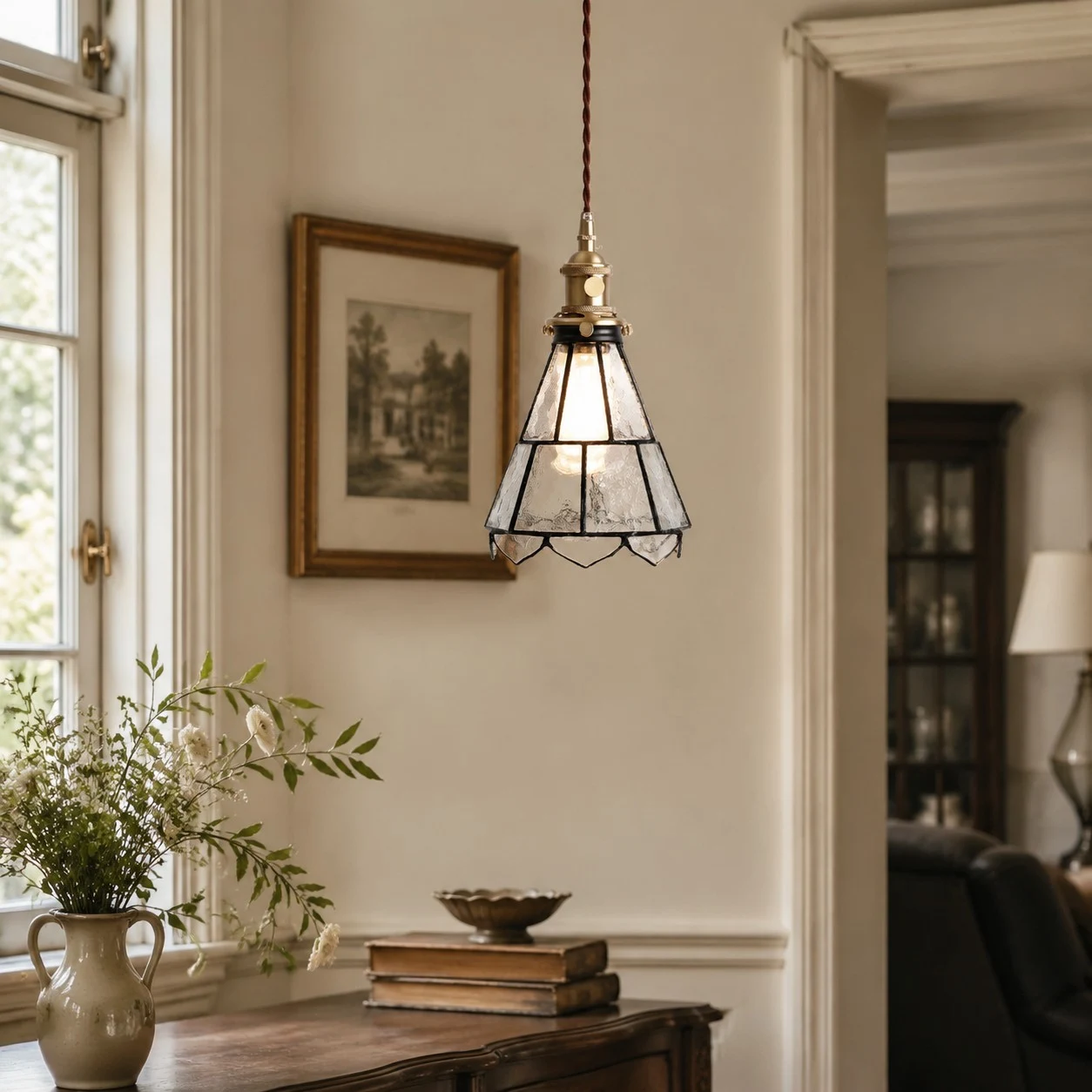 French country ripple glass light fixture