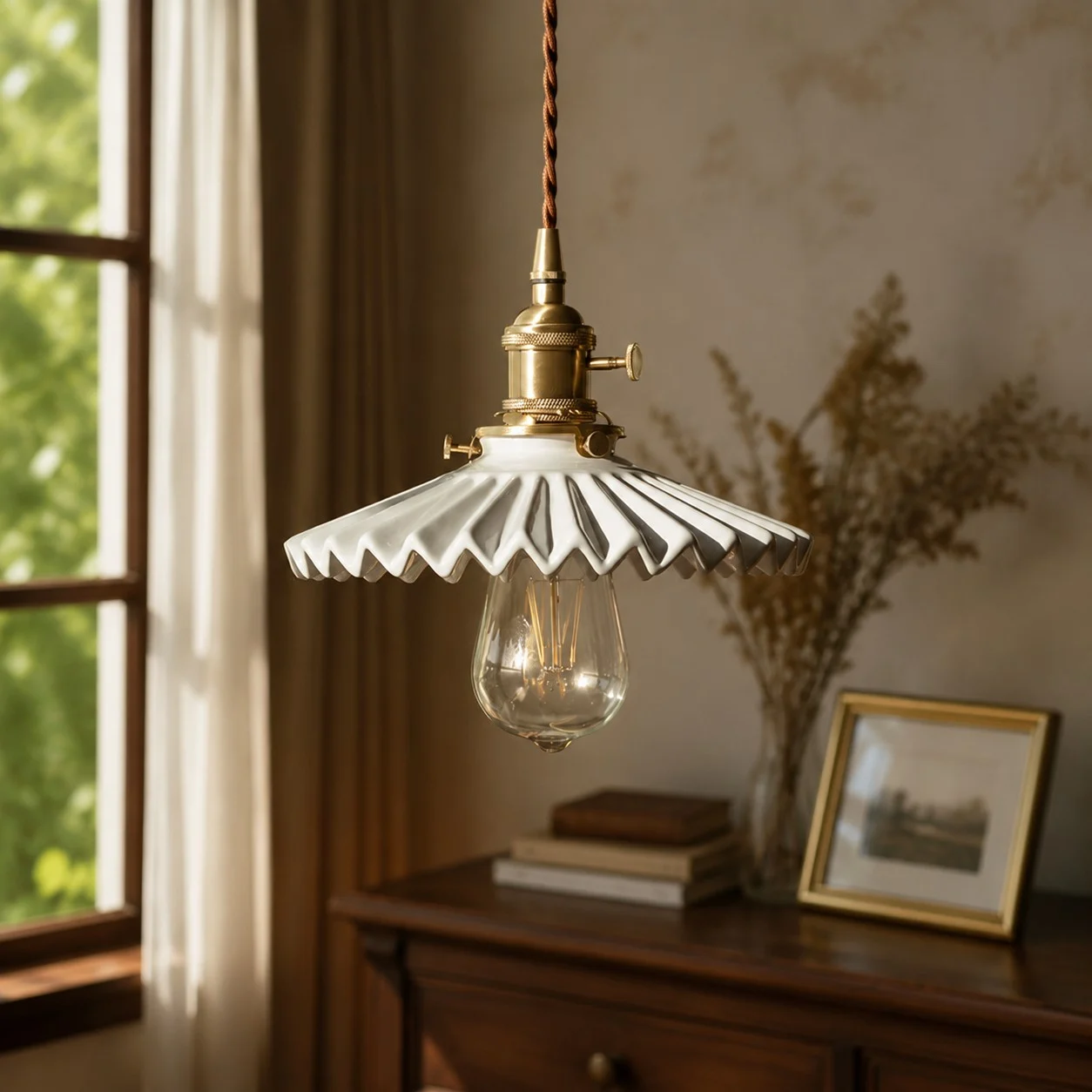 pleated ceramic pendant light 20