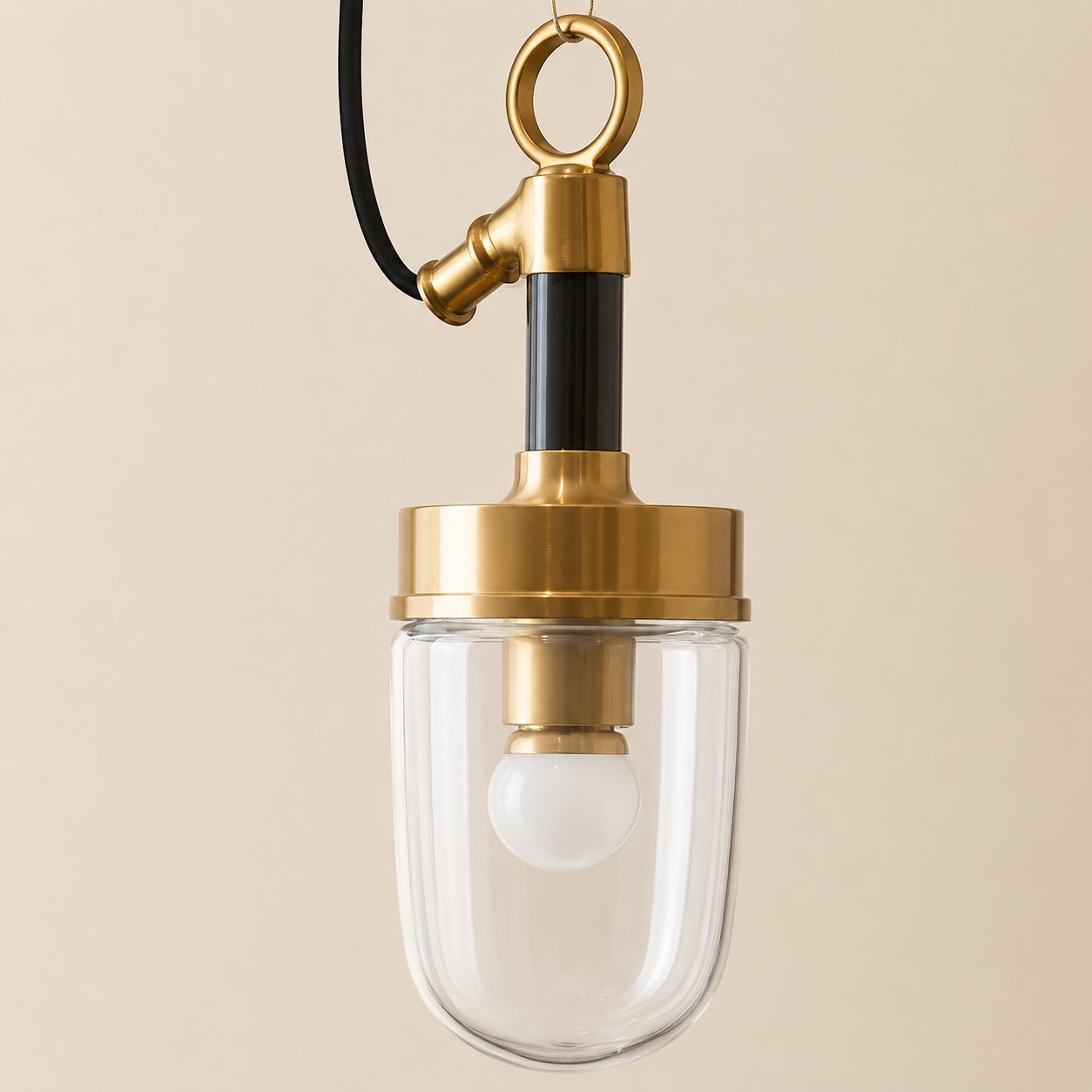 Vintage industrial clear glass pendant light interior and detail image