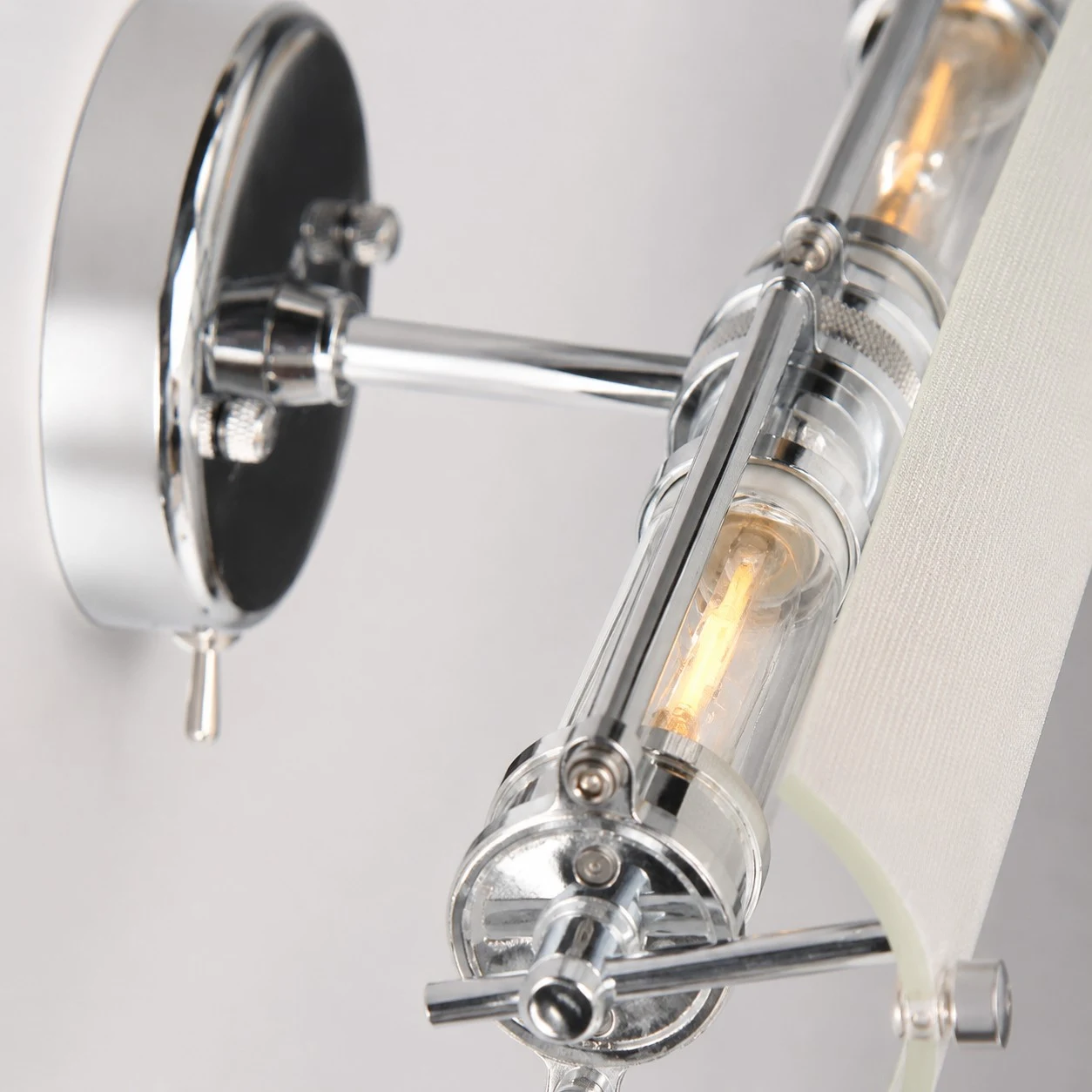 Wall plate and pull switch detail of the adjustable wall lamp