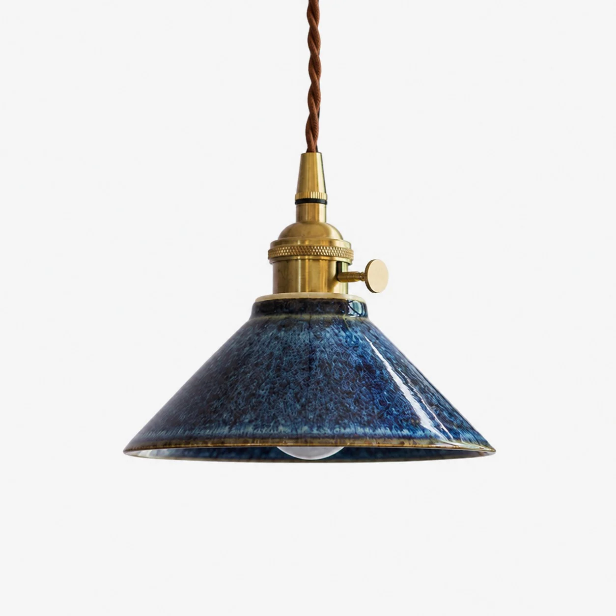 Lámpara colgante de cerámica Tenmoku Blue Glaze