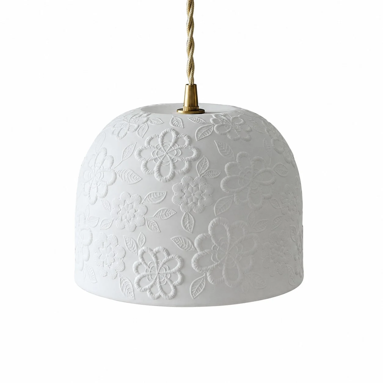 Lampa wisząca ceramiczna z mosiądzu w kolorze białym i kwiatowym