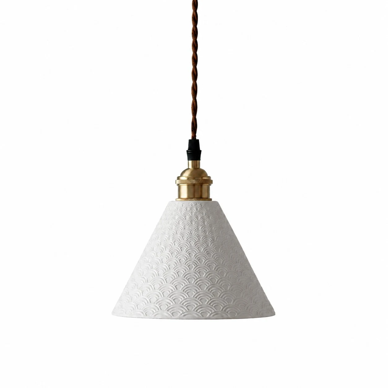 Lampa wisząca Cone Cloud z białej ceramiki i mosiądzu