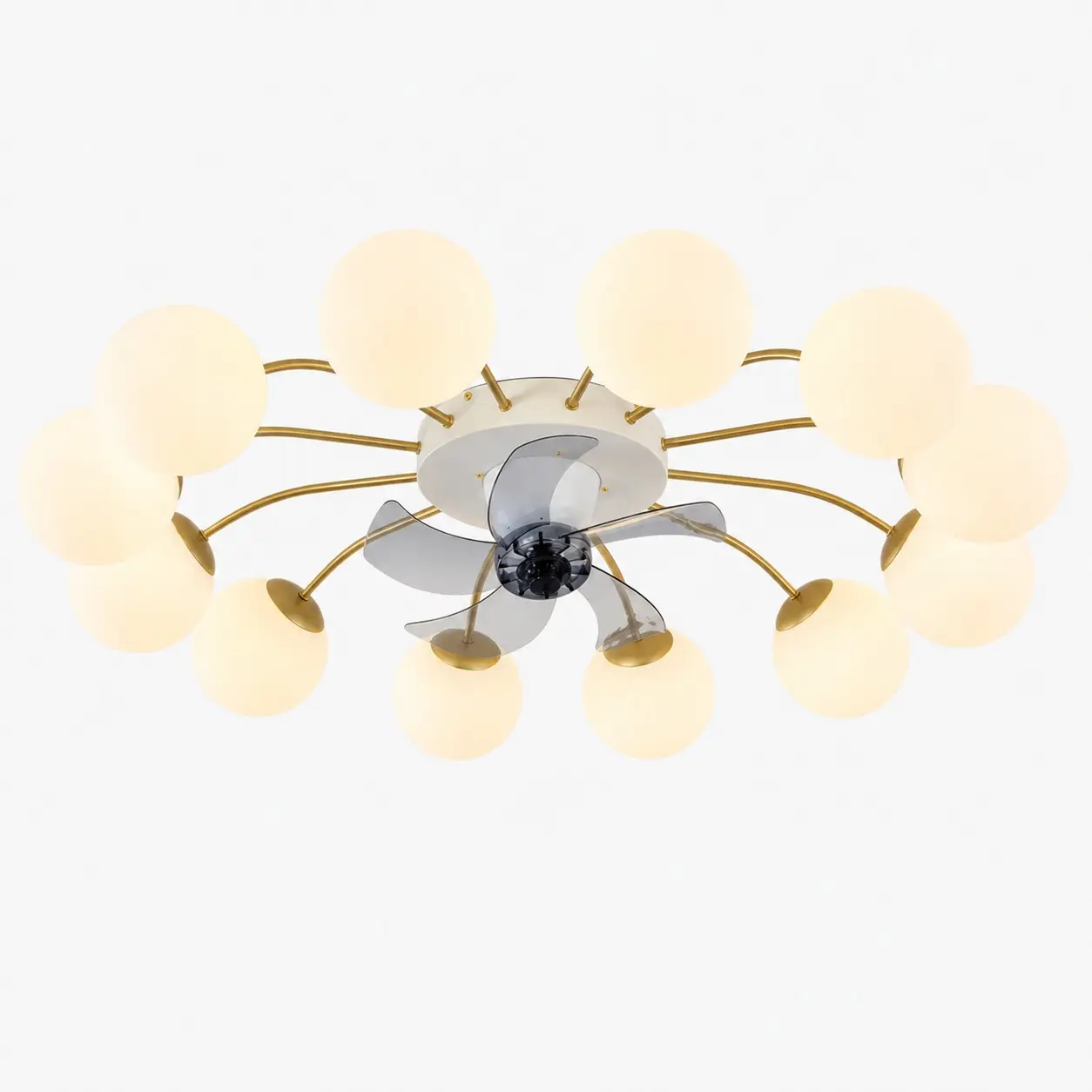 12 Heads white and gold ceiling fan light