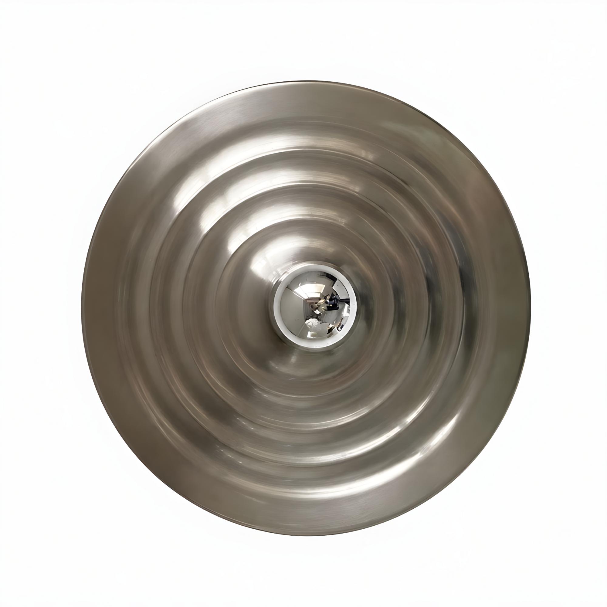 Ripple Type / Chrome Space Age Disc Ceiling Lamp