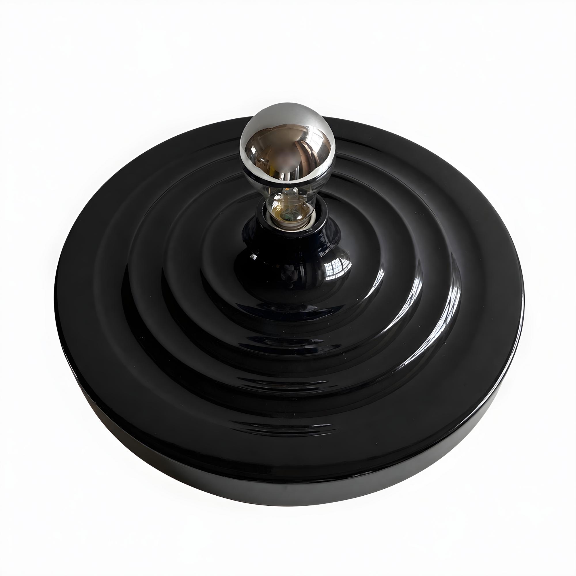Ripple Type / Black Space Age Disc Ceiling Lamp