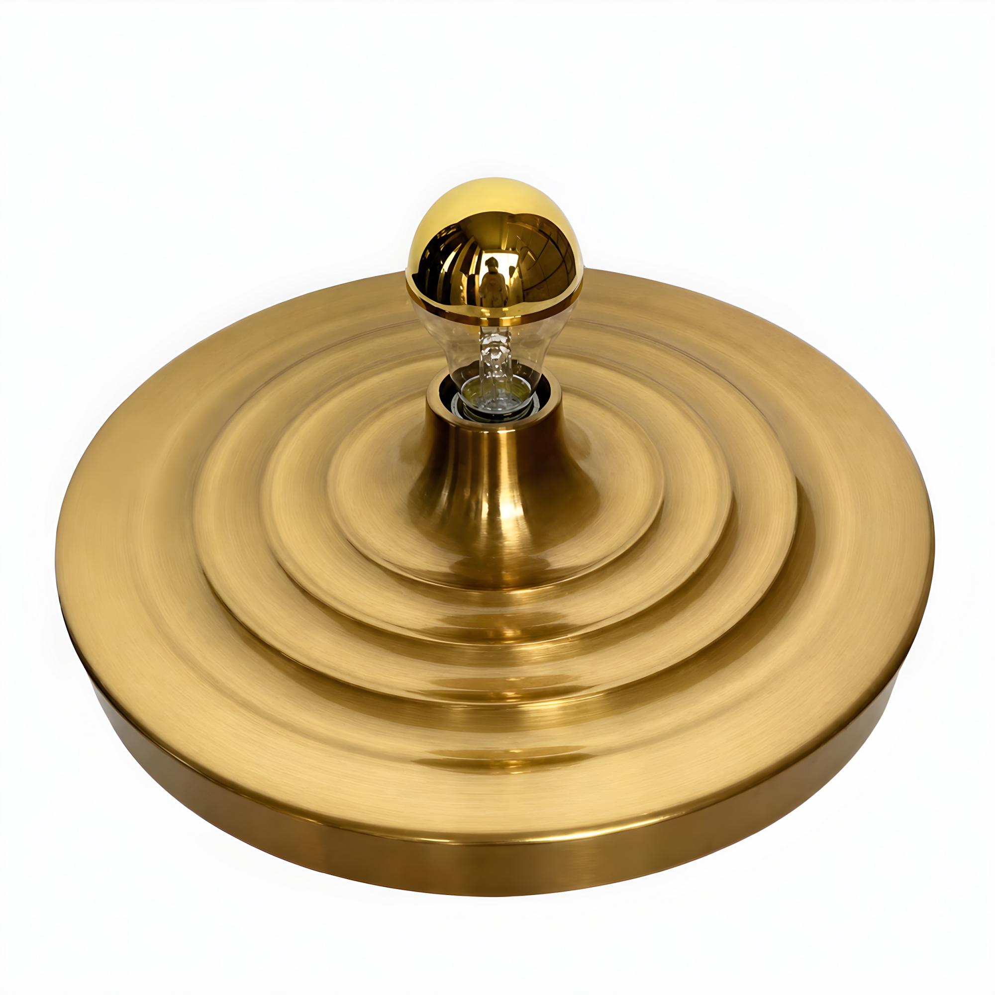 Ripple Type / Gold Space Age Disc Ceiling Lamp