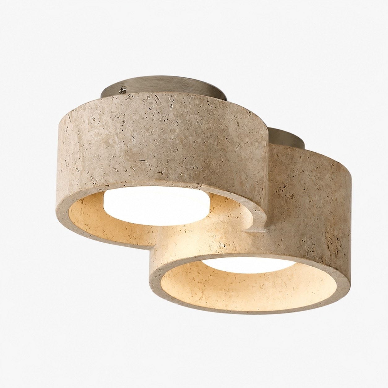 Two head travertine stone ceiling light