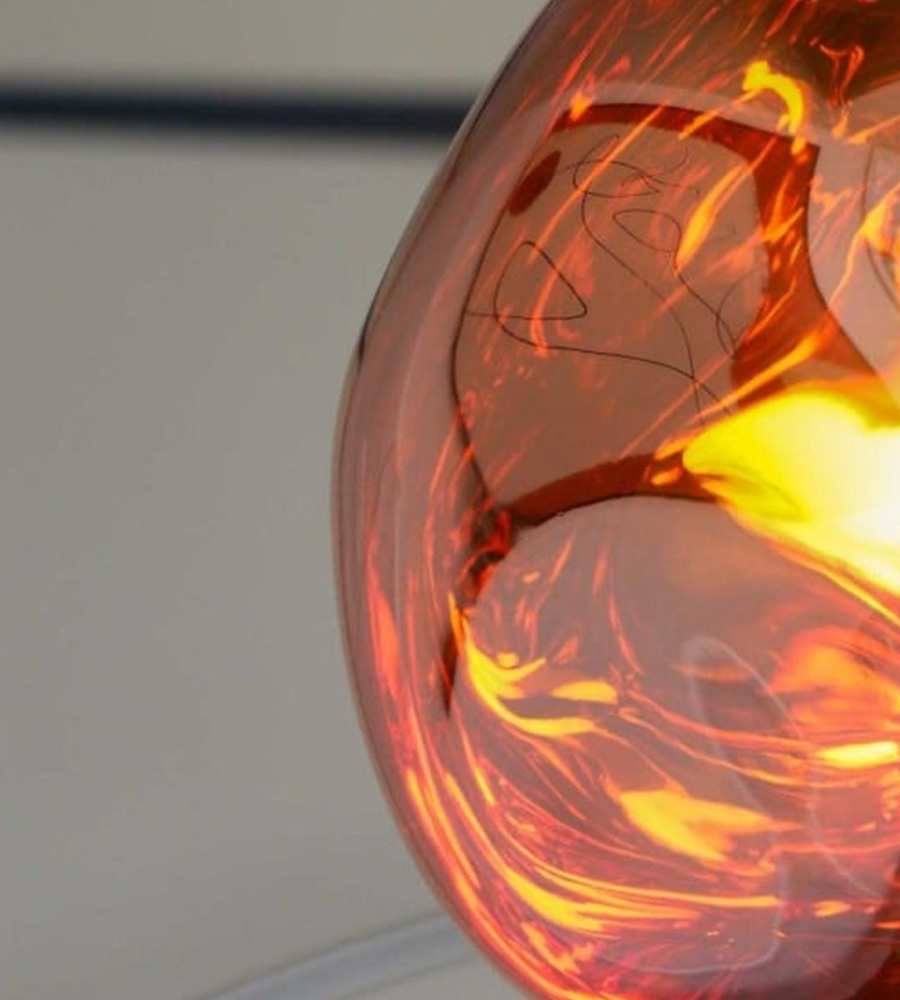 Close view of the translucent irregular lampshade
