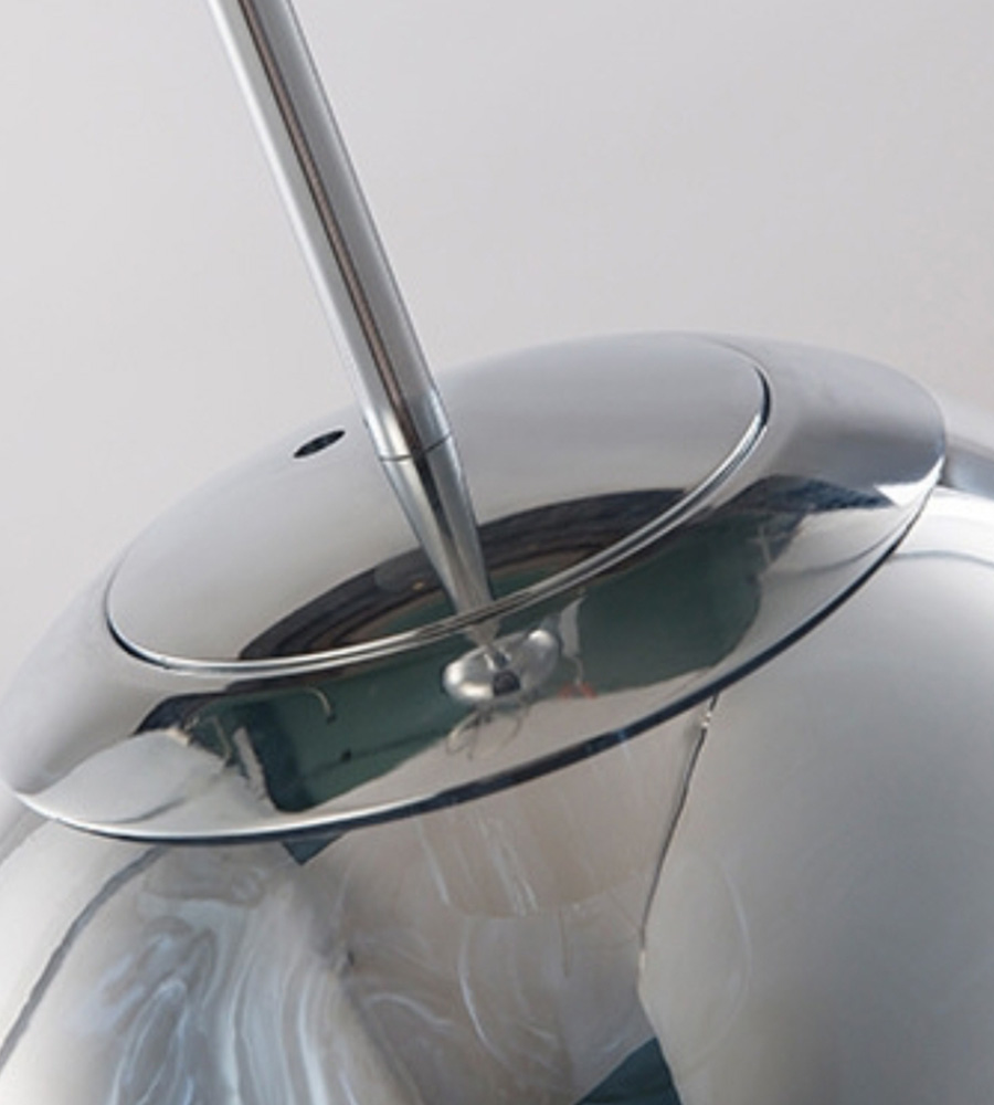Mirror coating and metal suspension rod detail