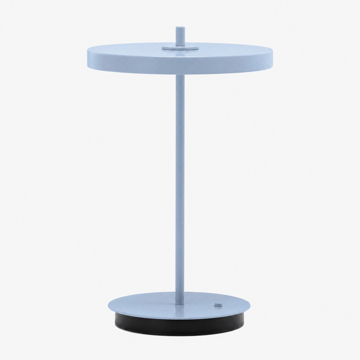Lámpara de mesa Astris en azul claro.