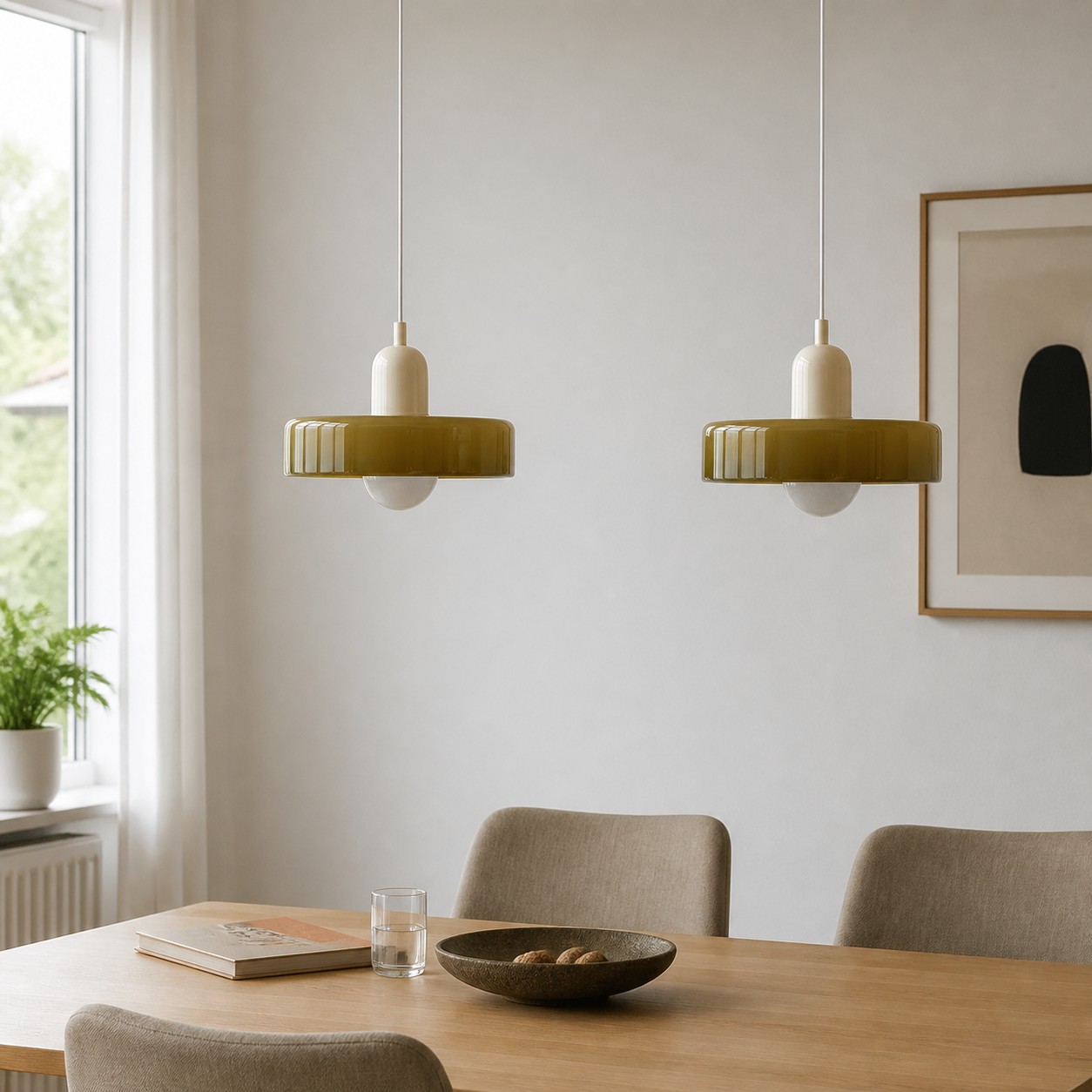 Lámpara colgante Disc Orb en un interior moderno y tranquilo 3