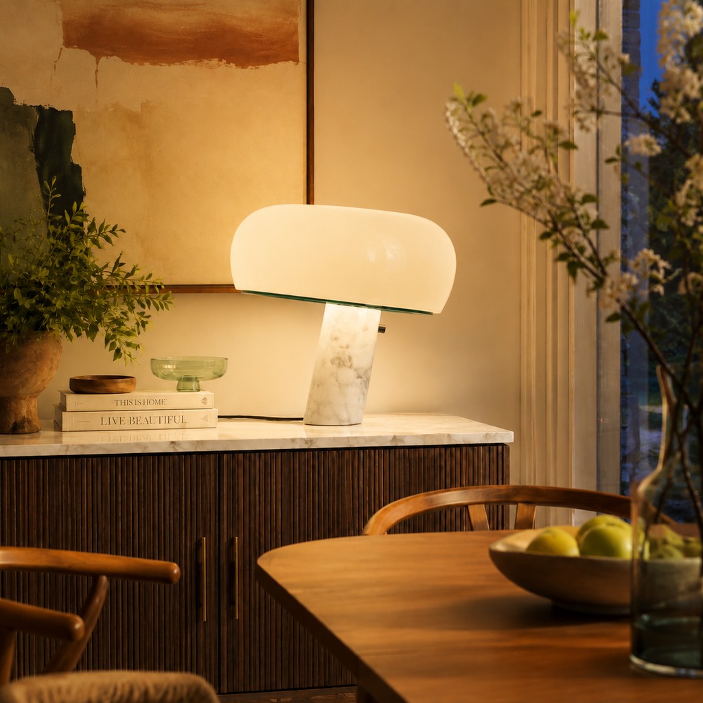 Die gleiche weiße Lampe eingeschaltet