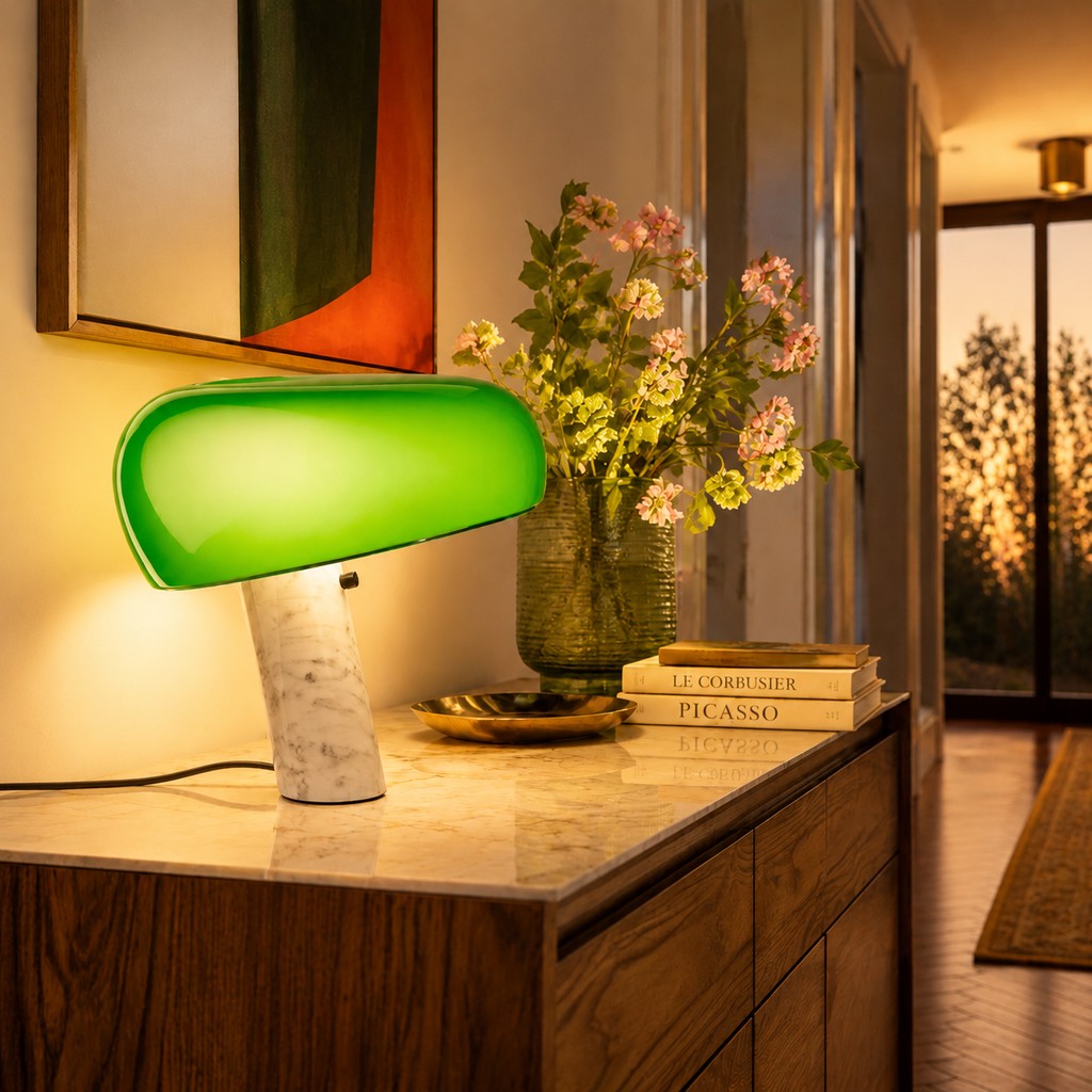 Die gleiche grüne Lampe ist eingeschaltet