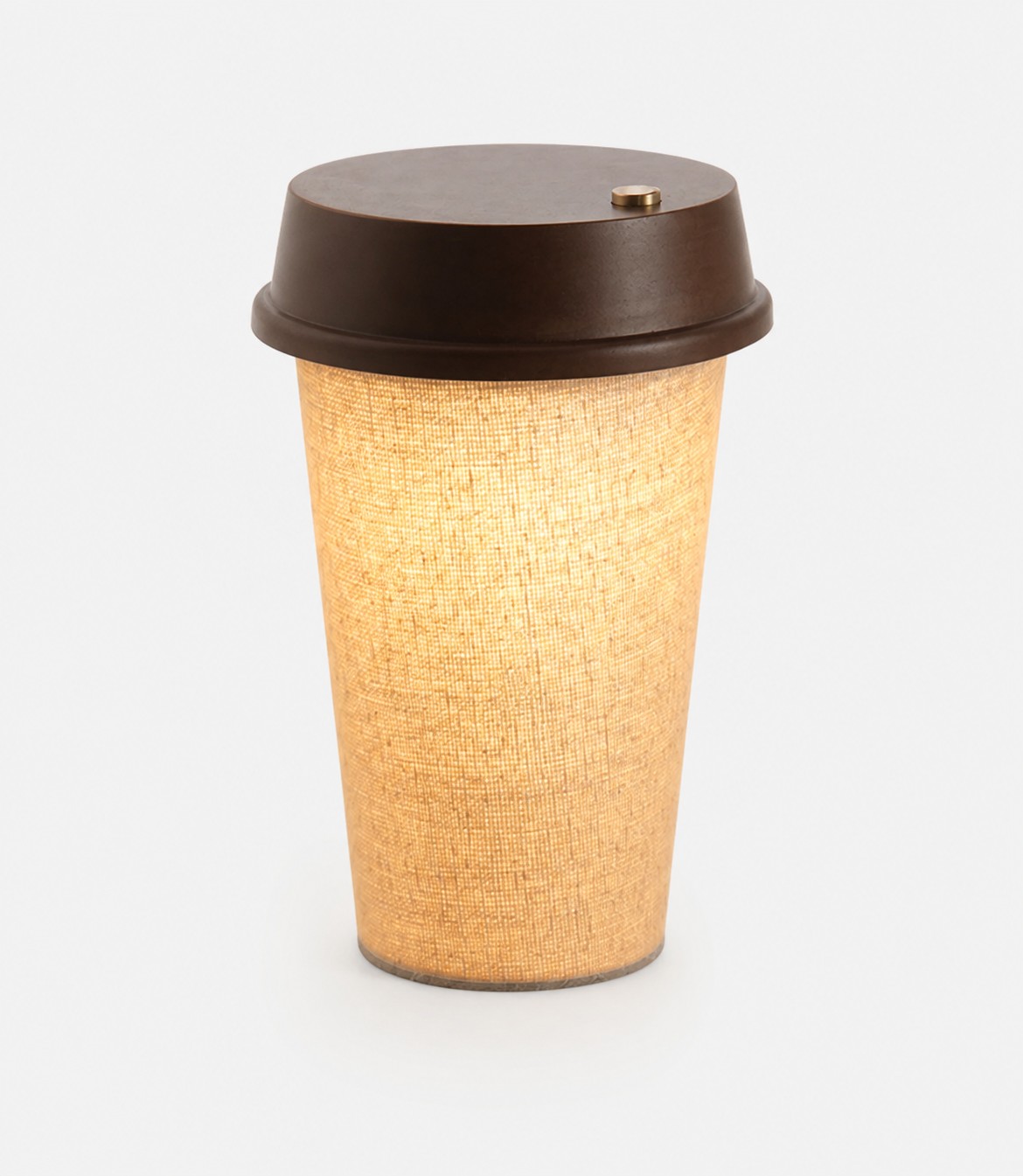 Walnut Wood rechargeable coffee-cup table lamp front view