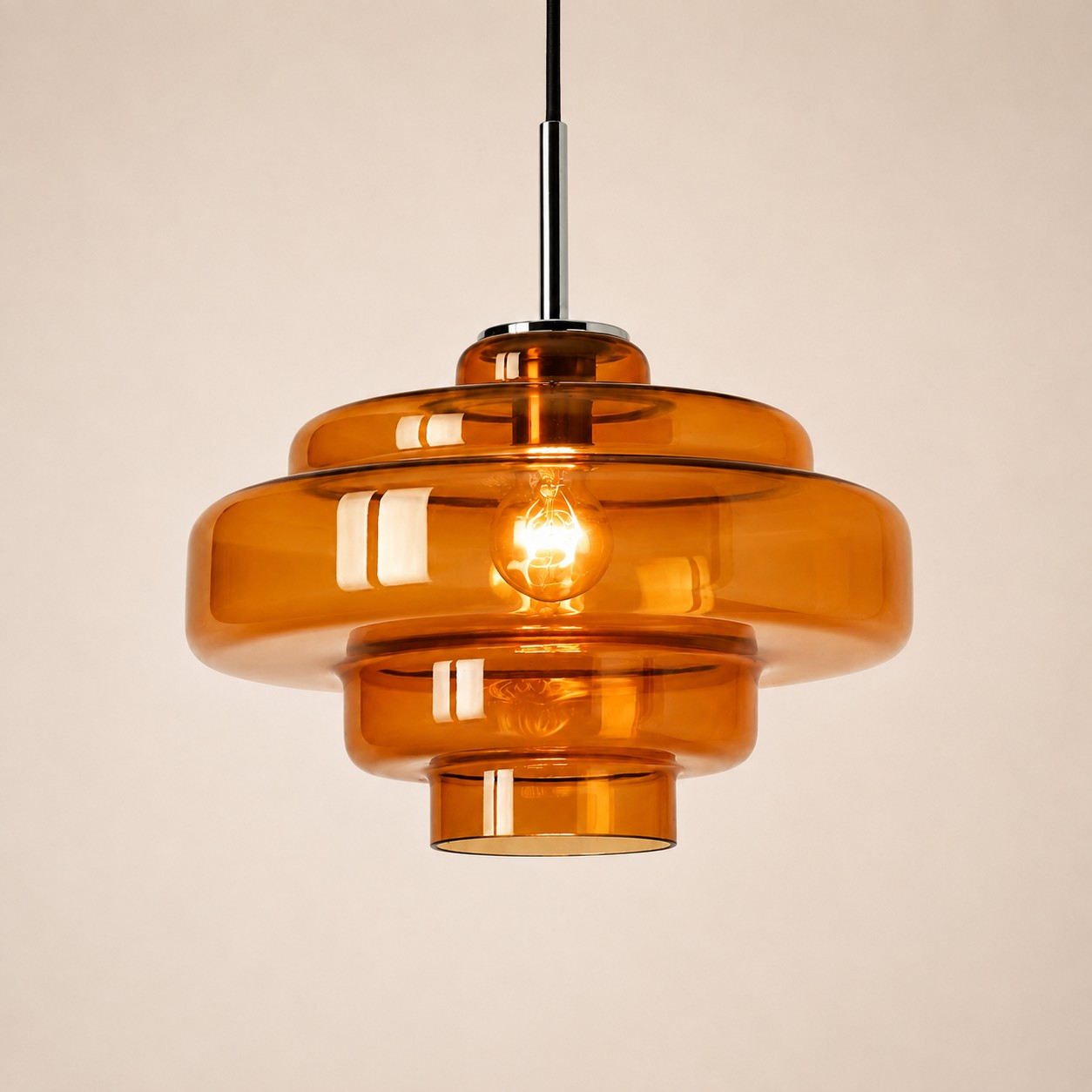 Lámpara colgante de cristal ámbar Bauhaus