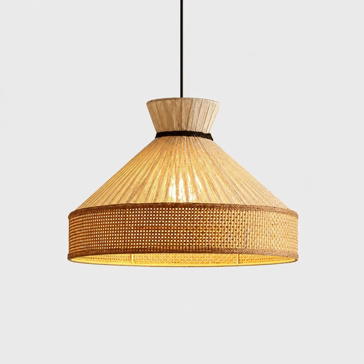 Kegelvormige geweven stoffen hanglamp