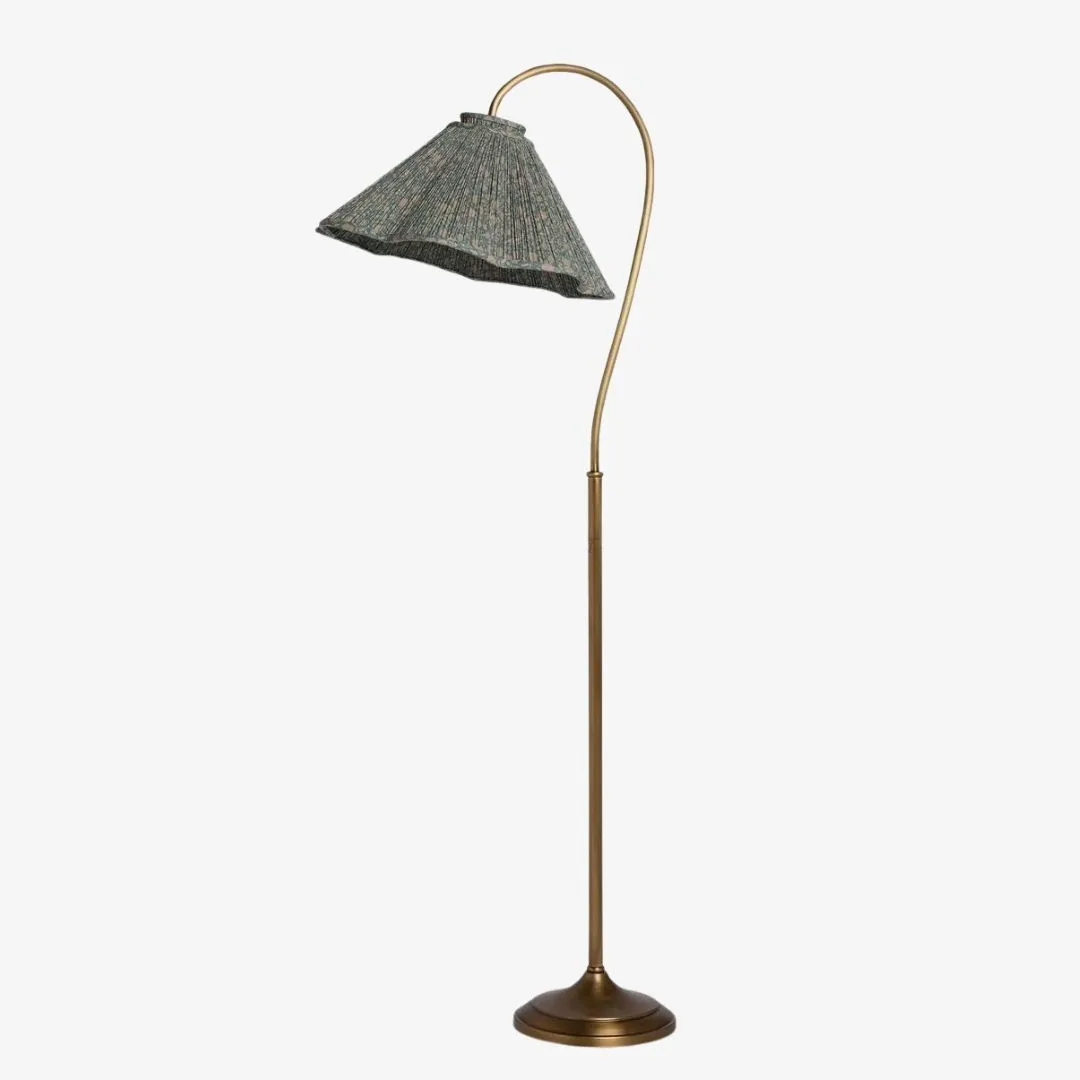 Florale linnen vloerlamp Veslin
