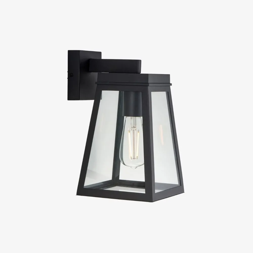 Trevanta Clear Glass Black Outdoor Lantern Wall Light - Modern Exterior Lighting K1877