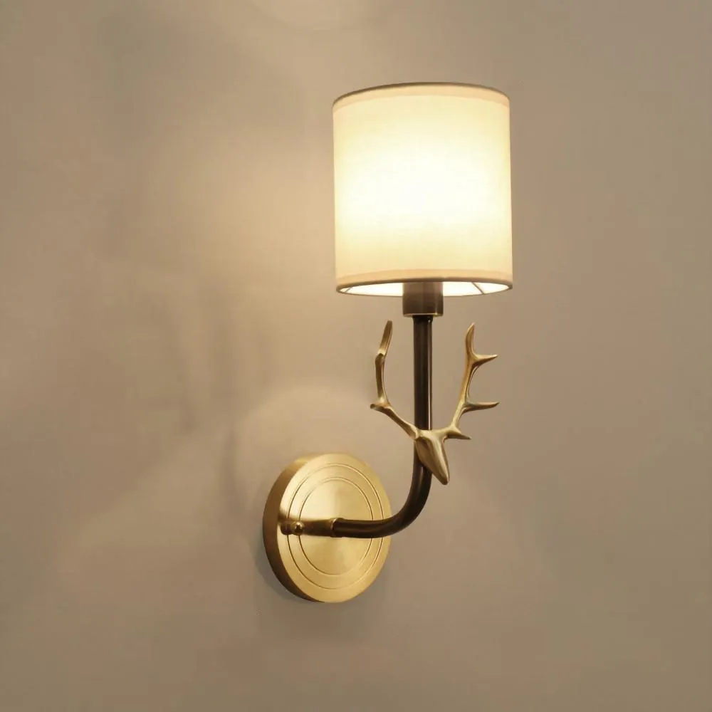 Brass Deer Head Wall Light