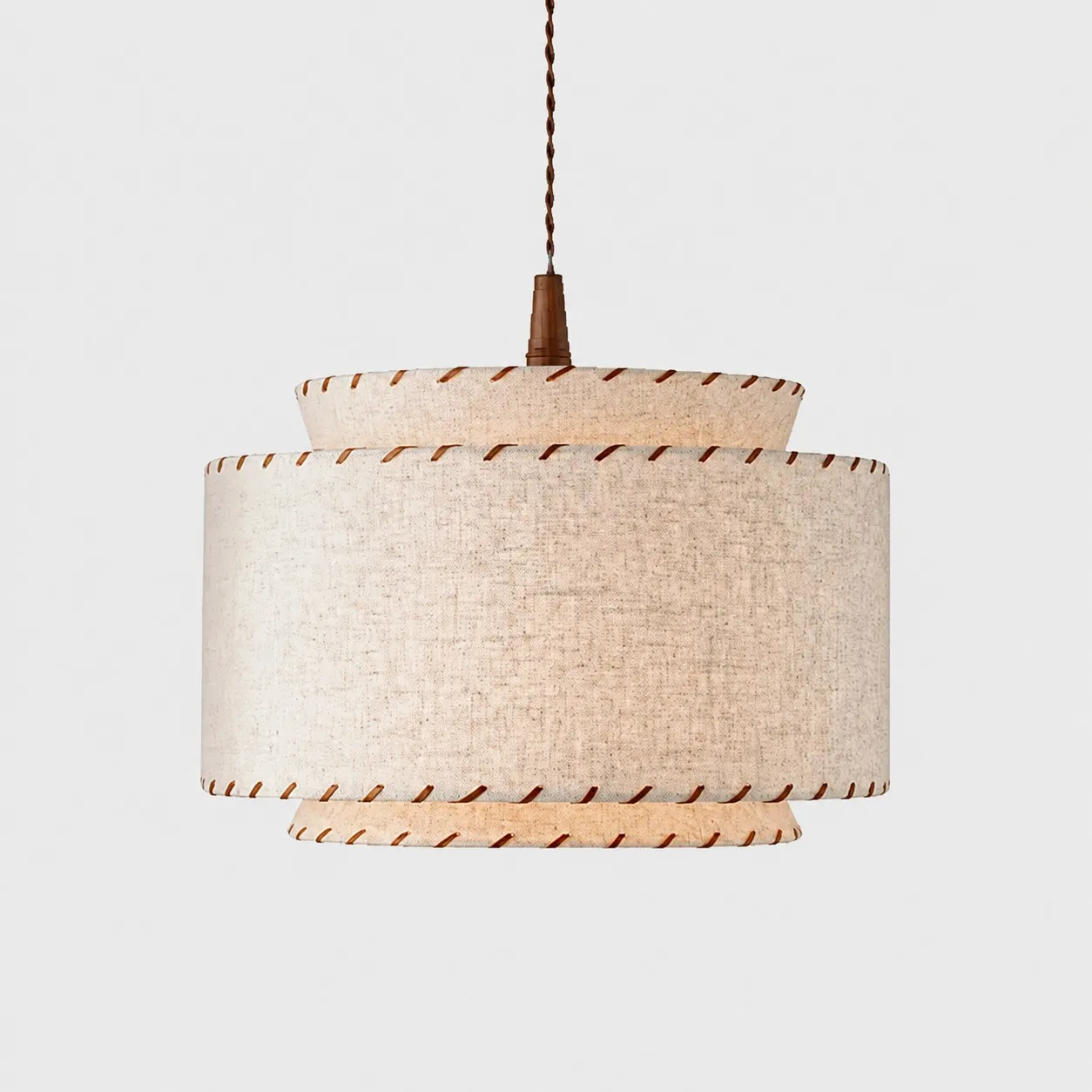 Met de hand gestikte linnen hanglamp
