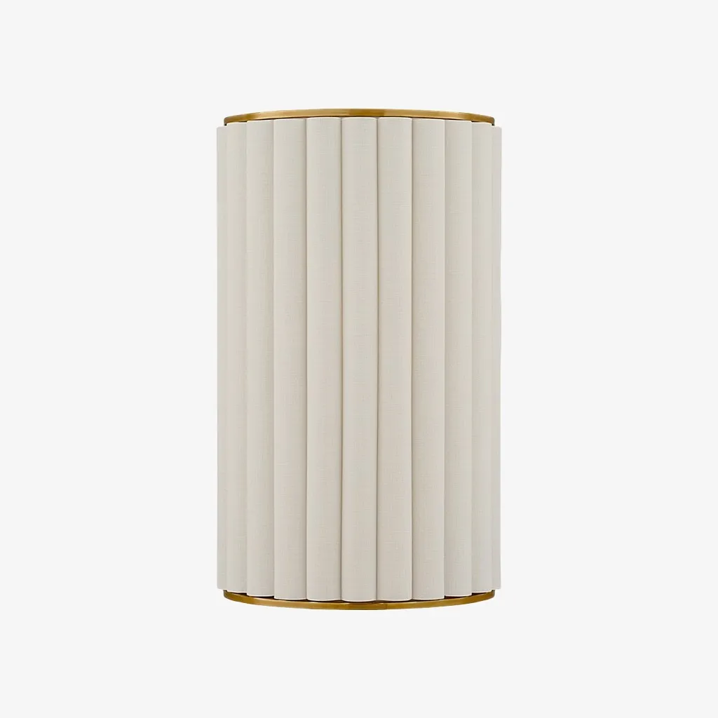 Duova Scalloped Wall Lamp - Antique Brass with Linen Fabric Suitable for Living Room and Bedroom K1677