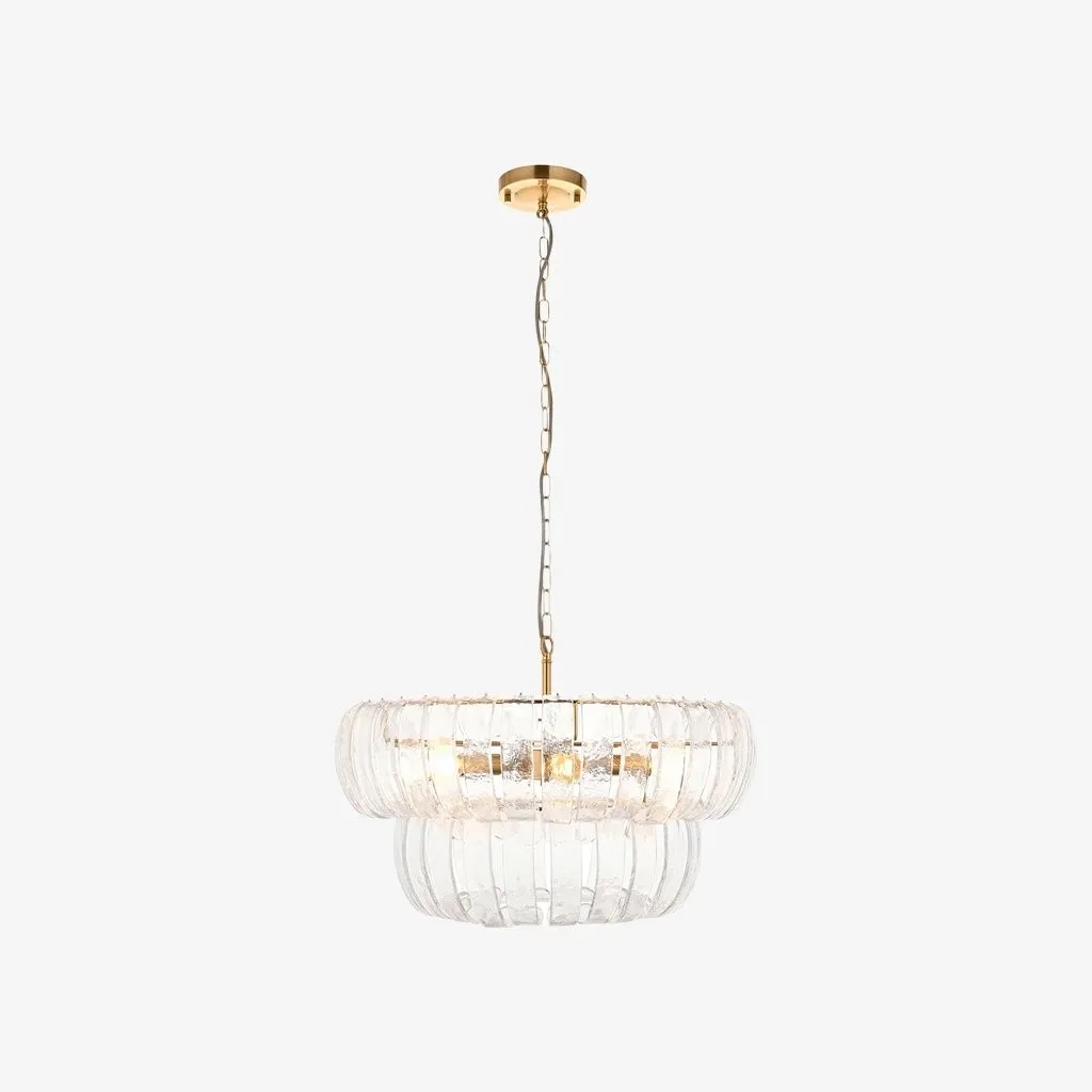 Solara 6-Light Tiered Pendant - Cascading Curved Glass and Metal-Frame for Dining K1875