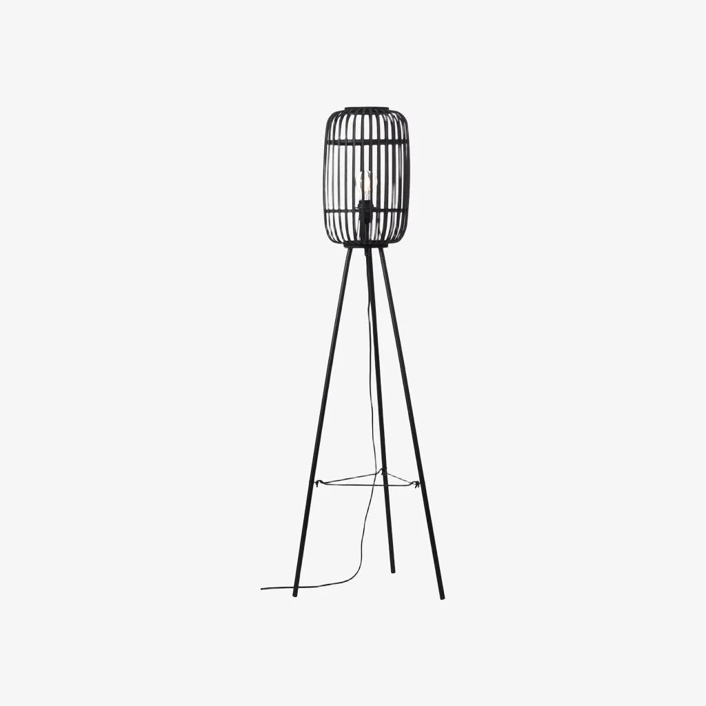 Yumeko Natural Woven Floor Lamp - Modern Scandi Bamboo Shade Standing Lamp for Bedrooms or Living Rooms K1940