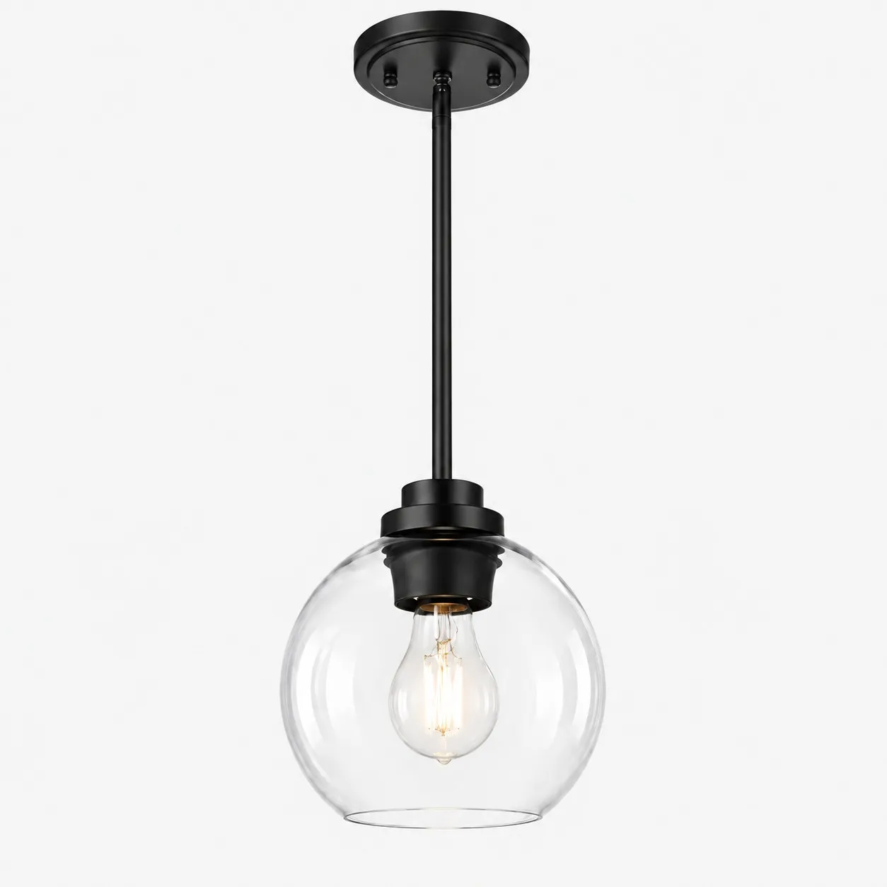 Adjustable Rod | Clear Glass Globe Pendant Light &mdash; A clear perspective