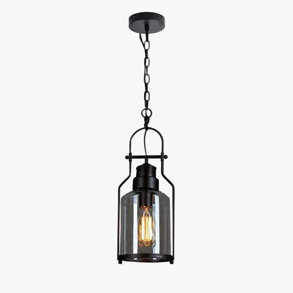 Lirra Retro Glass and Metal Hanging Lamp - Industrial Design for Dining K2234