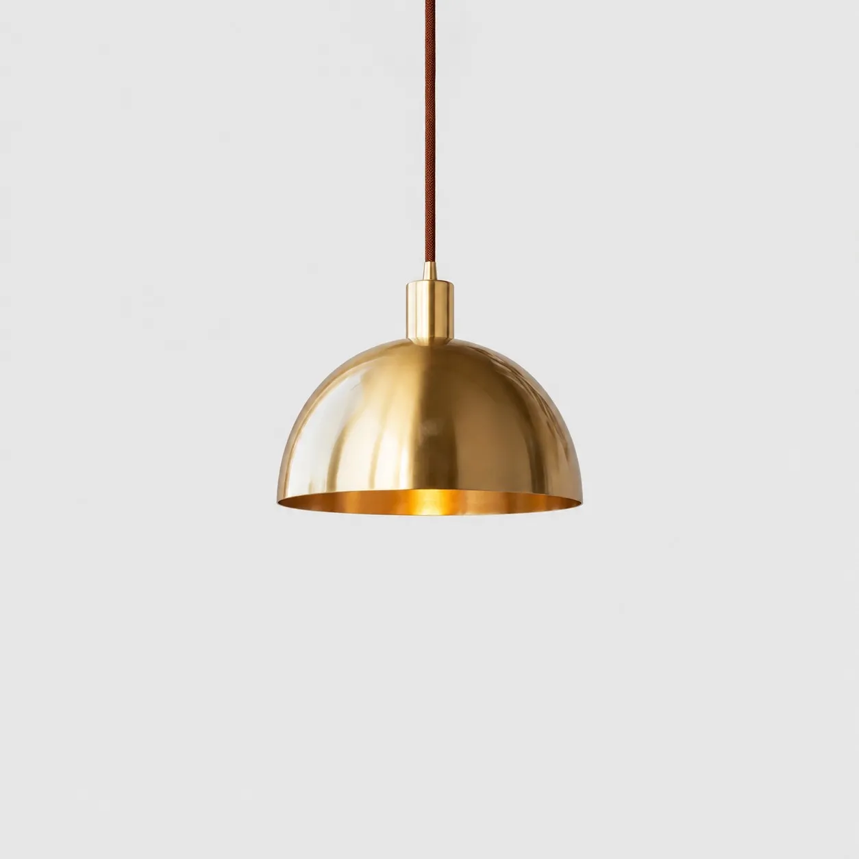 Bright brass half dome pendant 25 cm