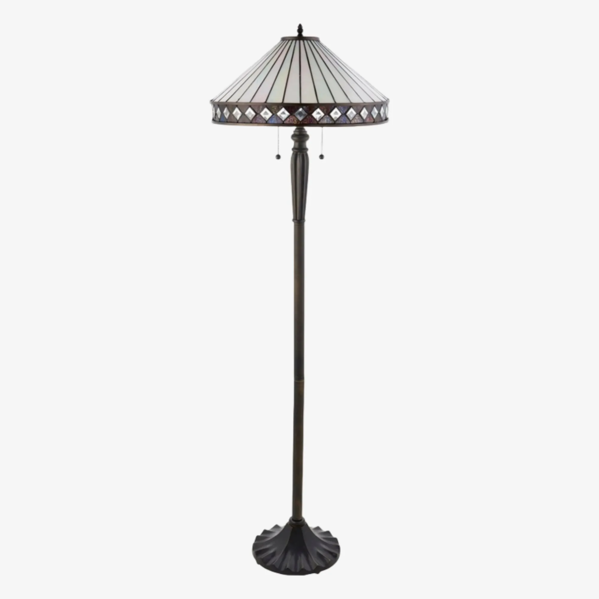 TiffStar Art Glass Floor Lamp with Ornamental Pattern Shade - Standing Light for Living Rooms K1911