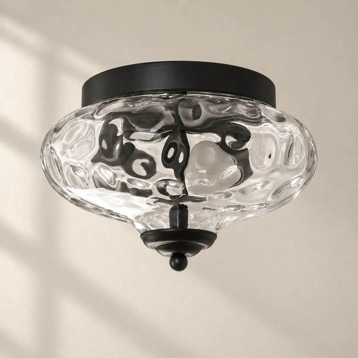 Two-Light Hammered Glass Ceiling Fixture &mdash; Low Ceilings &mdash; A clear perspective
