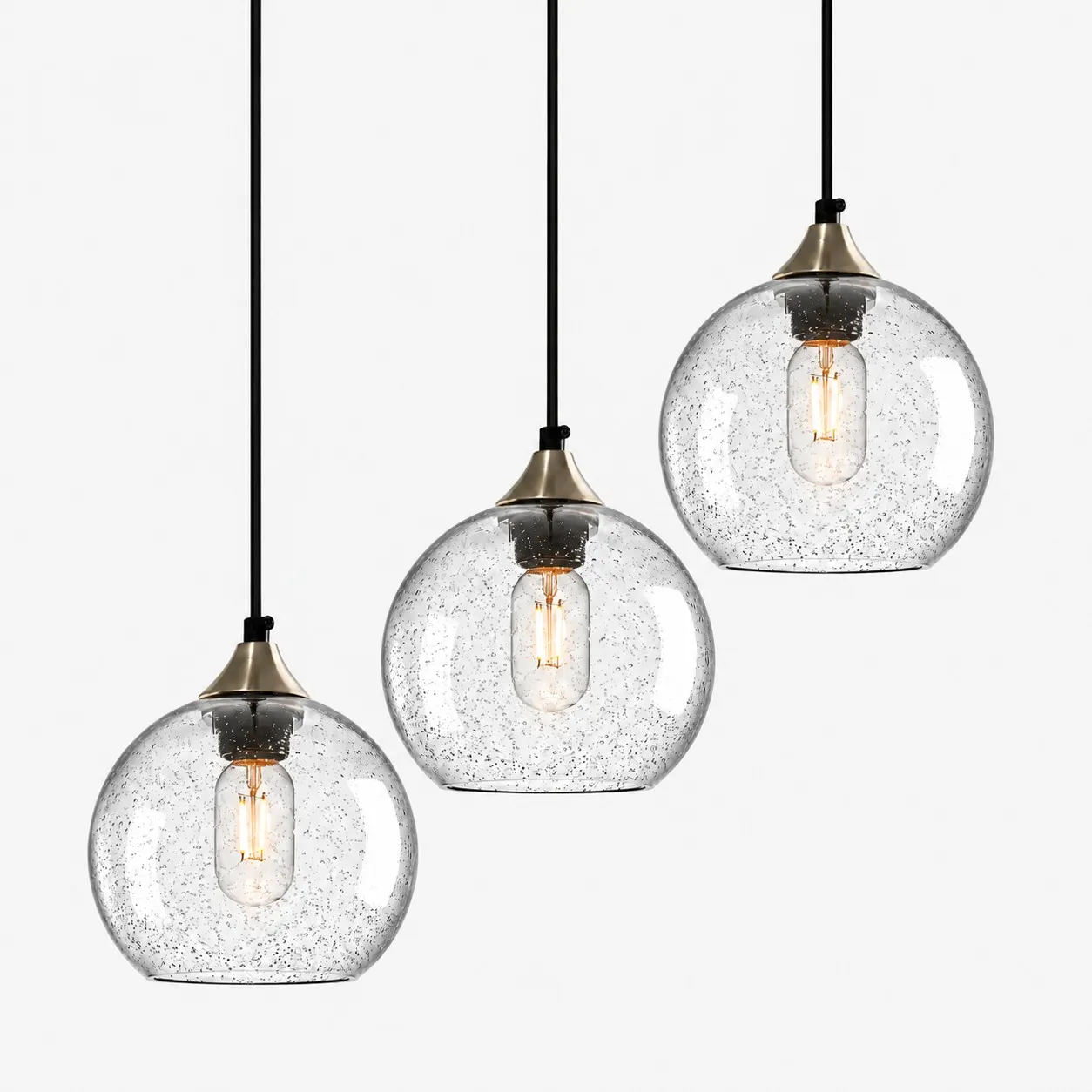 Bubble Glass Globe Single Pendant &mdash; Adjustable Cord, Chrome Finish